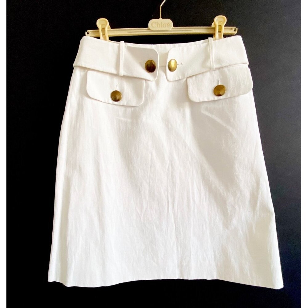 Chloe SS06 Linen Cotton Skirt Naturel FR40 Made in France